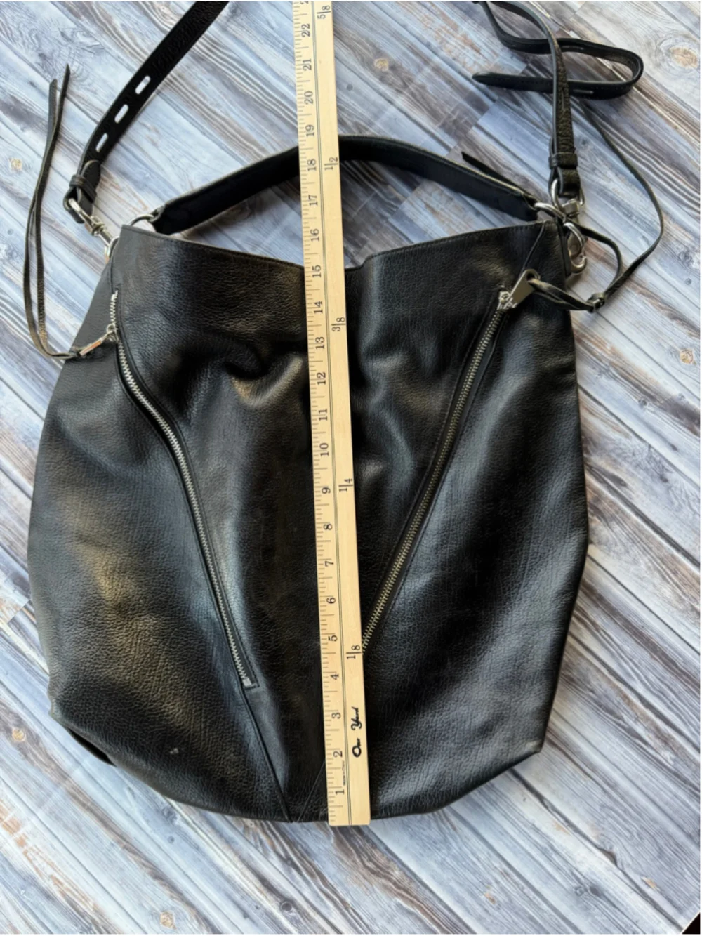 Rebecca Minkoff Moto hobo bucket bag black pebbled Leather purse  Hobo